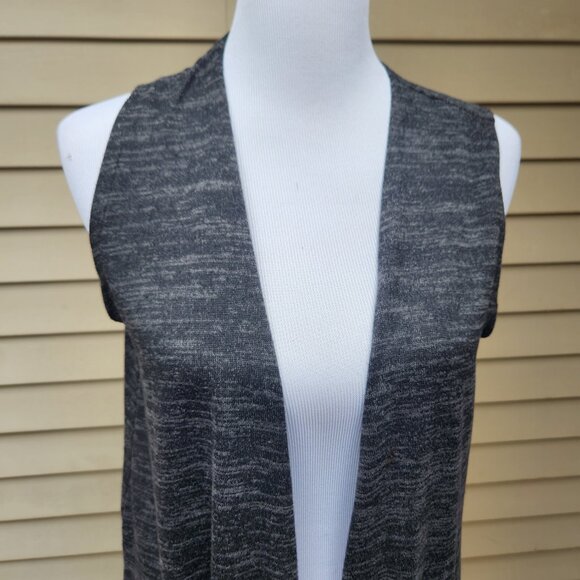 Lularoe Sleeveless Duster Long Cardigan Sweater Marled Black Gray Side Slits - Picture 4 of 13